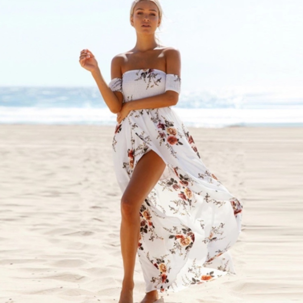 LAST ONE NEW Beach Maxi Hi-low Dress Off shoulders